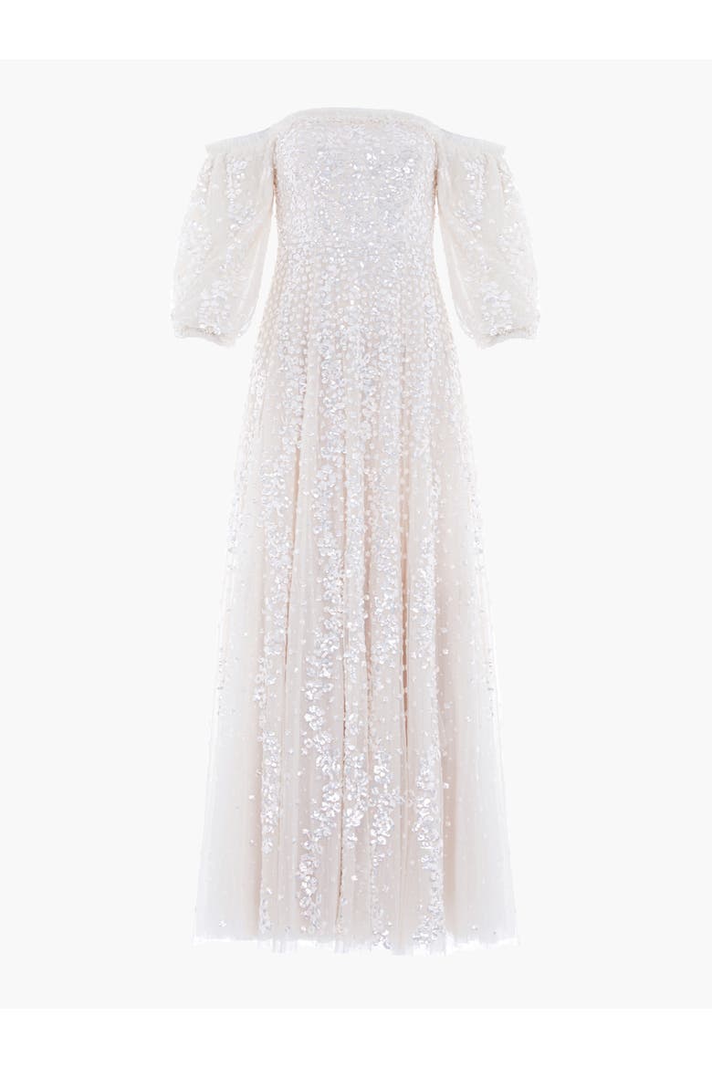 Confetti Gloss Off-shoulder Gown, Alternate, color, Cream/White