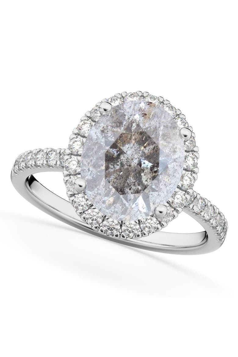 Oval Salt & Pepper Diamond & Diamond Engagement Ring 14K, Main, color, 3.51ct/White Gold