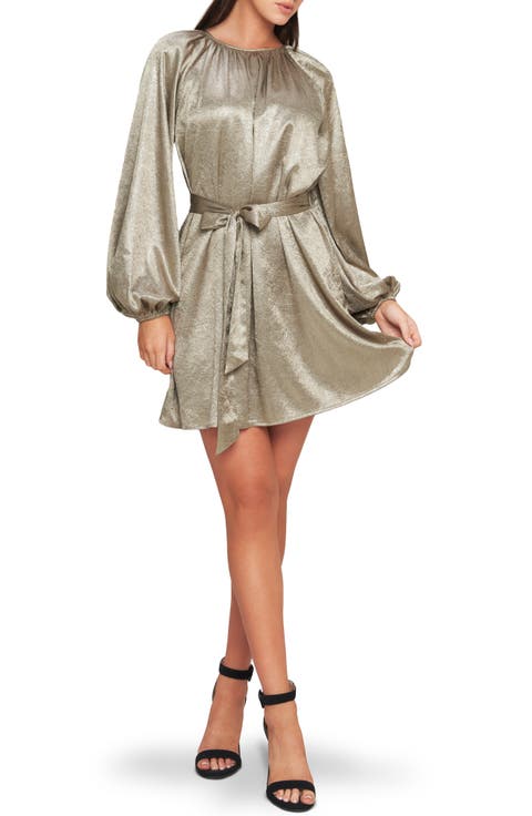 Long Sleeve Foil Minidress