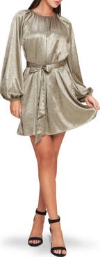 FLYING TOMATO Long Sleeve Foil Minidress