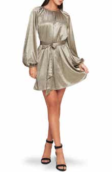 FLYING TOMATO Long Sleeve Foil Minidress