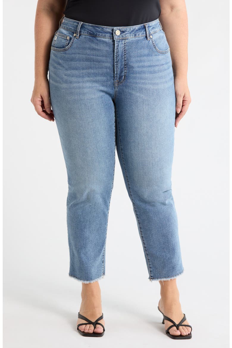 High Waist Ankle Straight Leg Jeans, Main, color, DESERT DUST