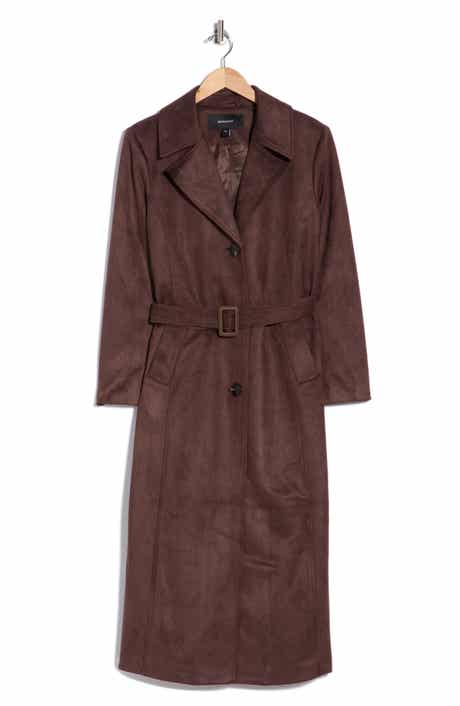 Long Faux Suede Belted Jacket