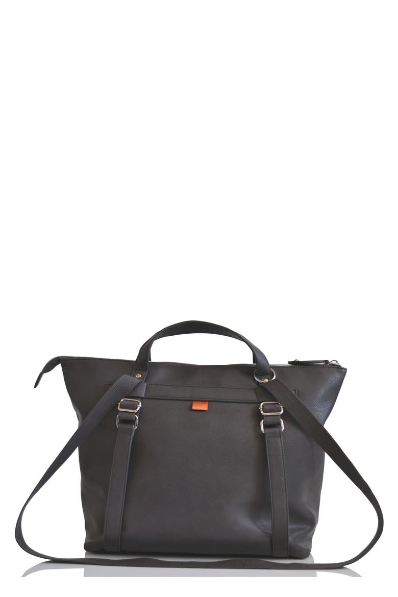 Saunton Faux Leather Convertible Diaper Backpack, Main, color, PEWTER