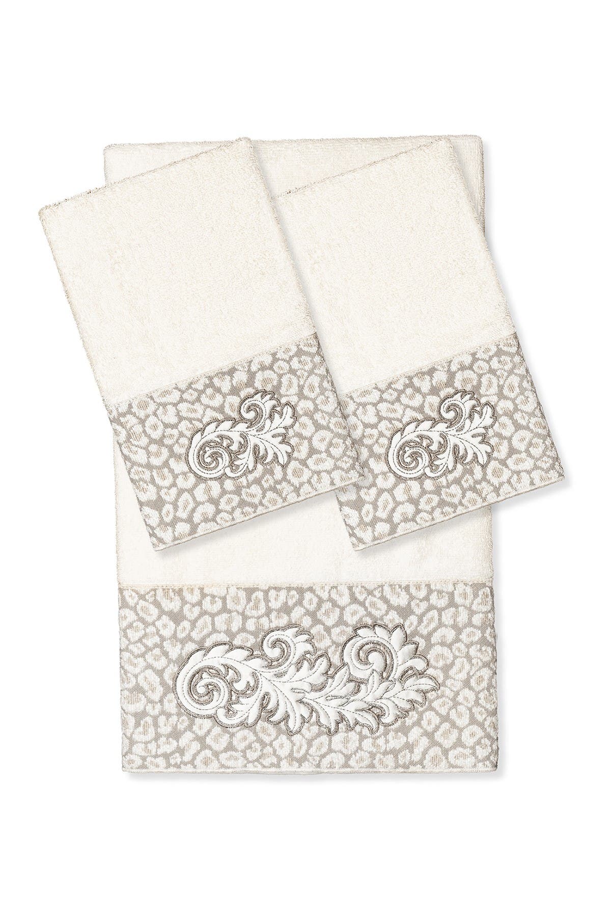 Linum Home Textiles April 3-Piece Embellished Towel - Cream | Nordstromrack