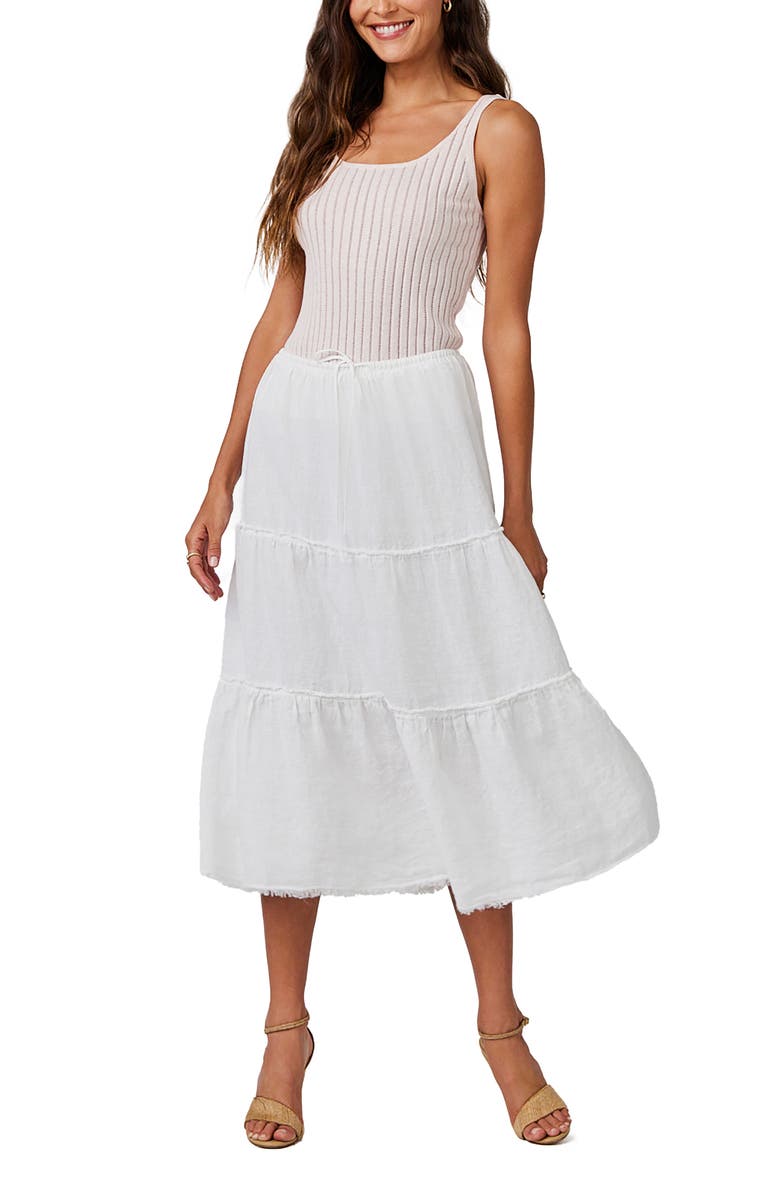Bella Dahl Linen Tiered Frayed Hem Skirt, Alternate, color,