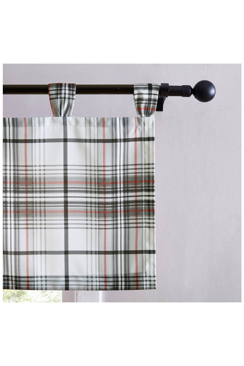 Alder Plaid Tab Top Valance Curtain, Main, color, GREY