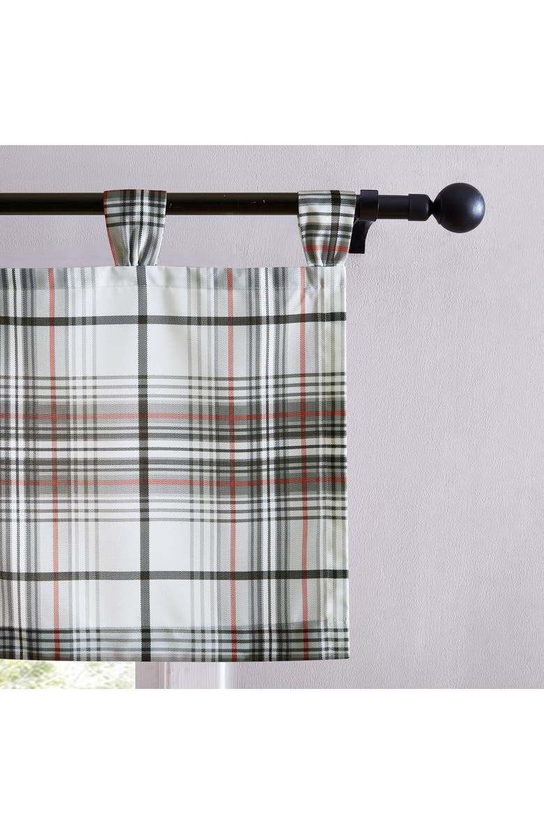 Eddie Bauer Alder Plaid Tab Top Valance Curtain, Main, color, Grey