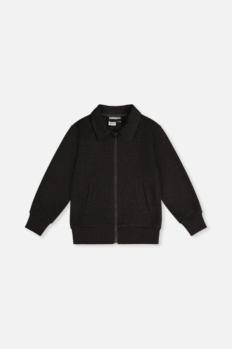 Front Zip Stretch Twill Ribbed Cuff Jacket