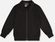 Deux par Deux Front Zip Stretch Twill Ribbed Cuff Jacket