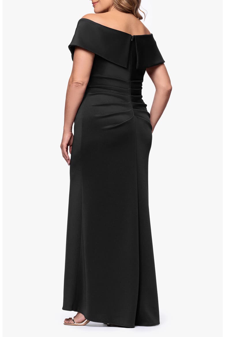 Off the Shoulder Scuba Knit Gown, Alternate, color, BLACK