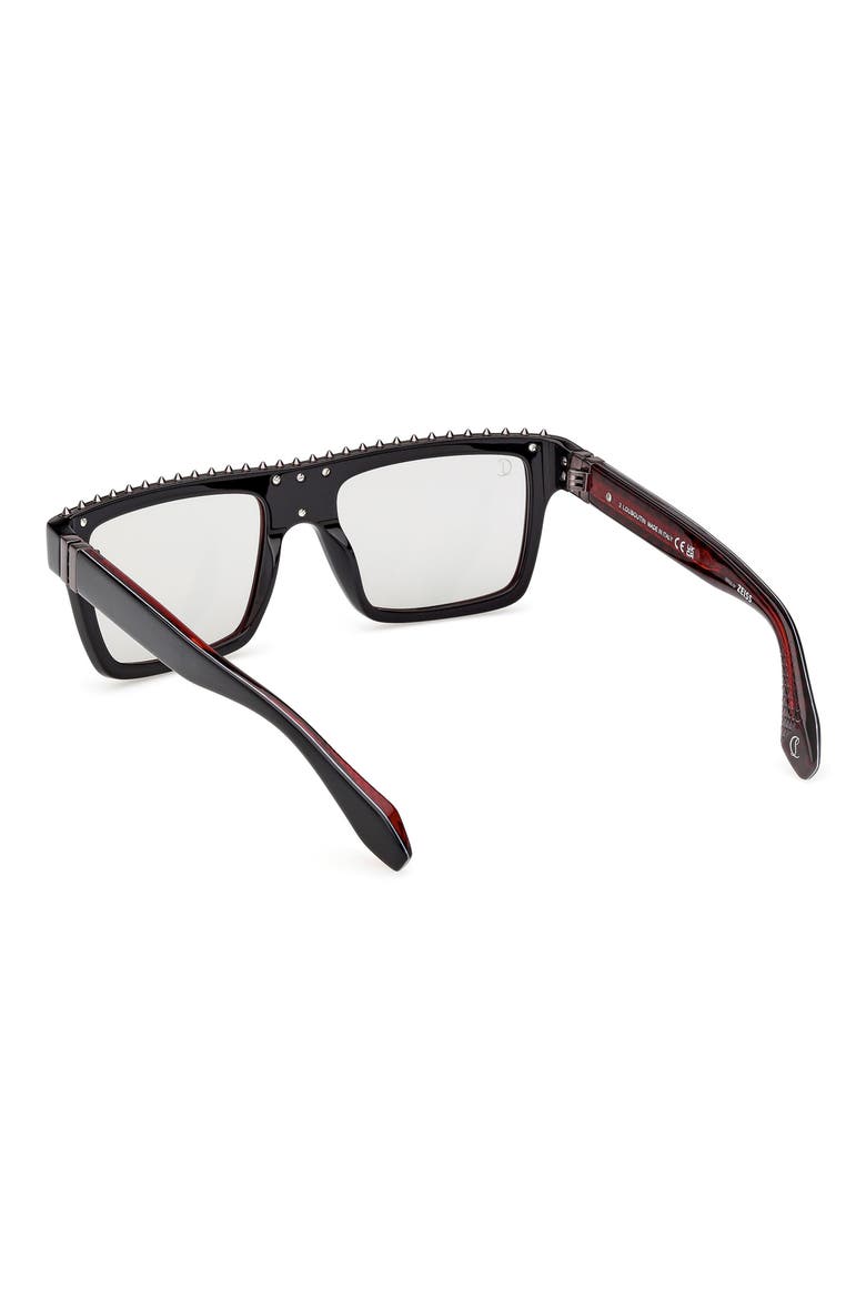56mm Rectangular Sunglasses, Alternate, color, BLACK OUTSIDE/ RED GUNMETAL