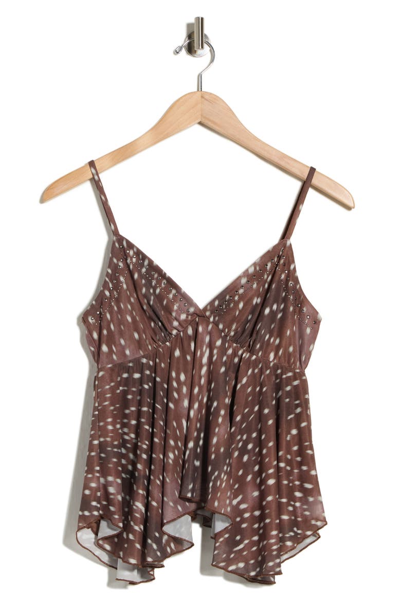 Plunge Neck Sharkbite Hem Camisole, Alternate, color, CHESTNUT BROWN