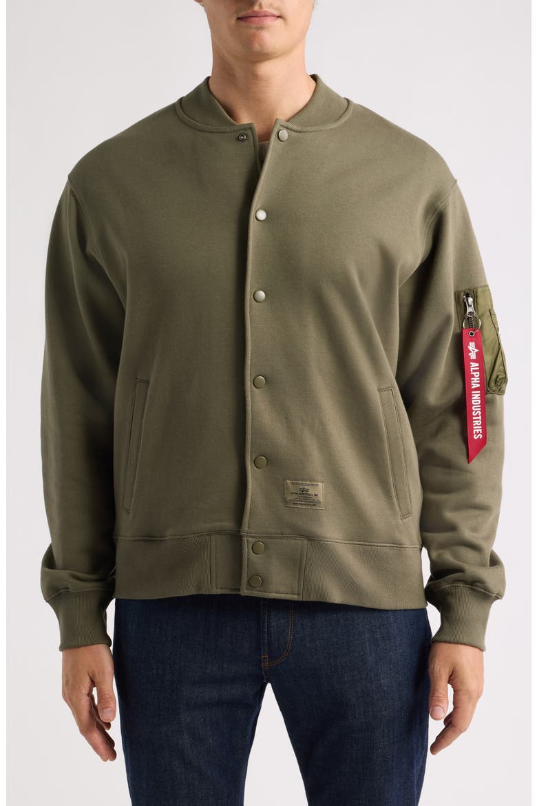MA-1 Snap Front Sweatshirt, Alternate, color, OG-107 GREEN