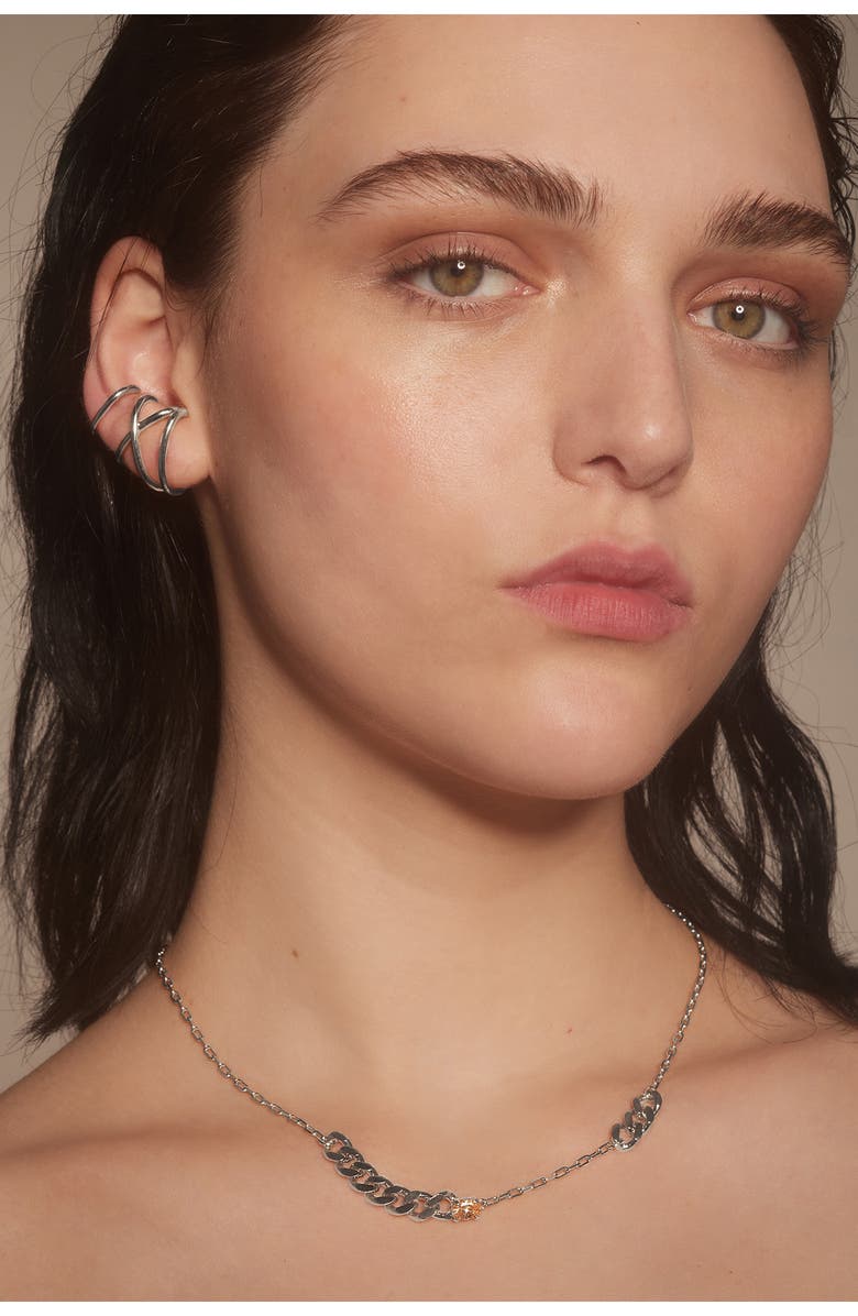 Lady Grey X Ear Cuff Earrings, Alternate, color, Silver