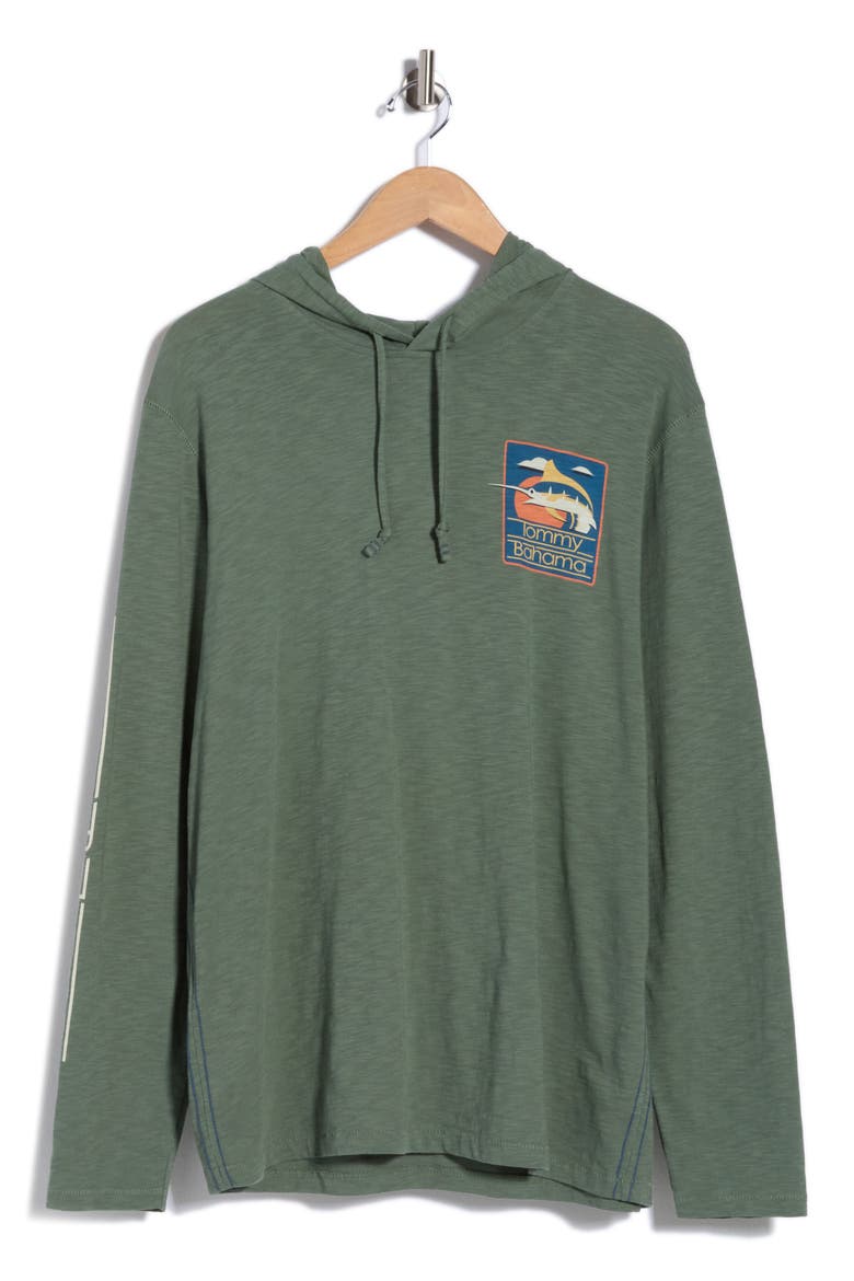 Marlin Bar Sunset Cotton Graphic Hoodie, Alternate, color, DK JADE