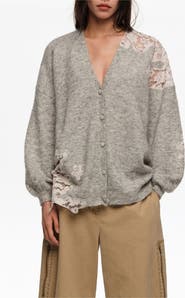 Bimba y Lola Long Lace Knit Cardigan
