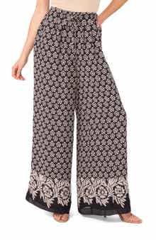 CeCe Print Wide Leg Drawstring Pants