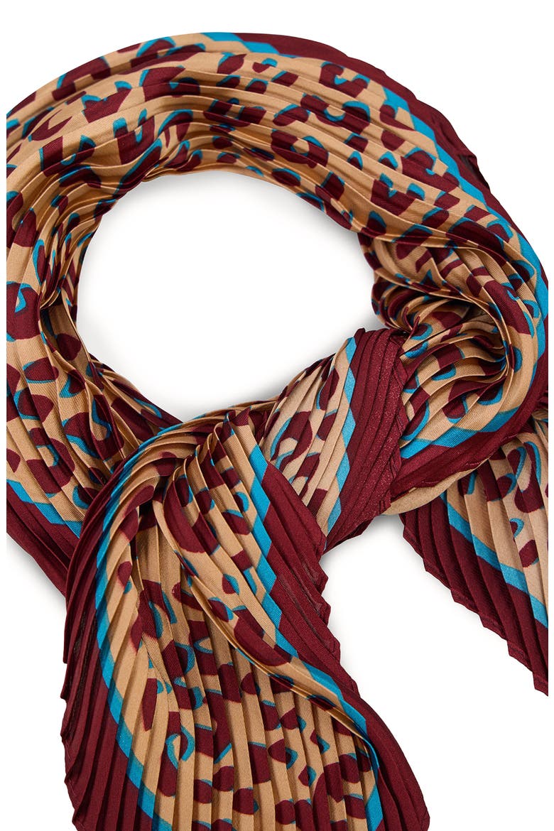 Crinkled Leopard Print Bandana, Alternate, color, BURGUNDY