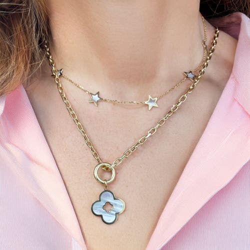 The Lovery Fine Jewelry Mother Of Pearl Clover Cut Out Charm In Silver