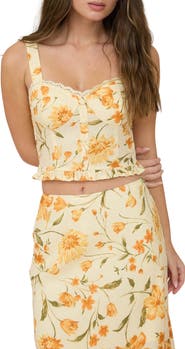 Blu Pepper Floral Ruffle Hem Woven Top
