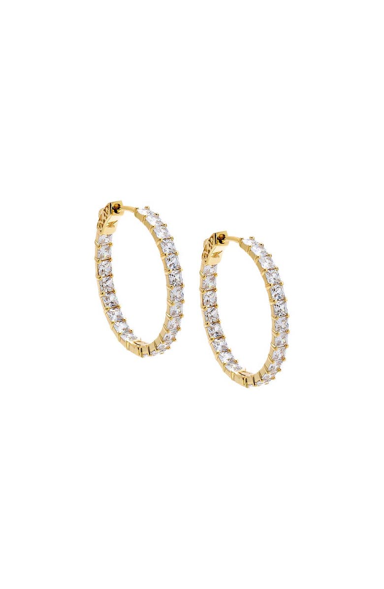 BY ADINA EDEN CZ Cushion Cut In & Out Hoop Earring, Main, color, Gold