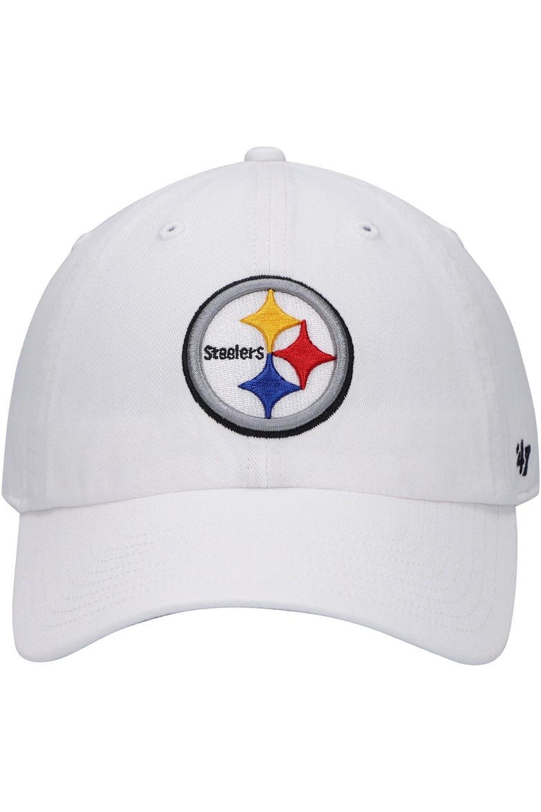 Men's '47 White Pittsburgh Steelers Logo Clean Up Adjustable Hat, Alternate, color, White