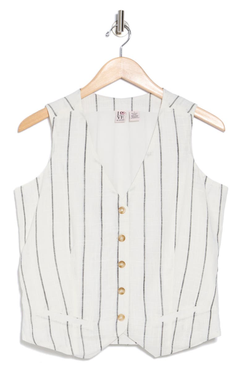Love By Design April V-Neck Vest, Alternate, color, Gardenia/ Black Stripe