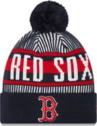 New Era Men's New Era Navy Boston Red Sox Striped Cuffed Knit Hat with Pom