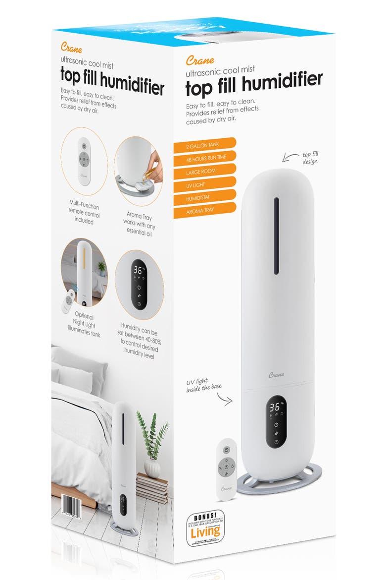 Ultrasonic Cool Mist Tower Humidifier, Alternate, color, WHITE