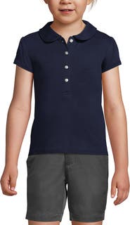 Lands' End Girls Short Sleeve Peter Pan Collar Polo Shirt