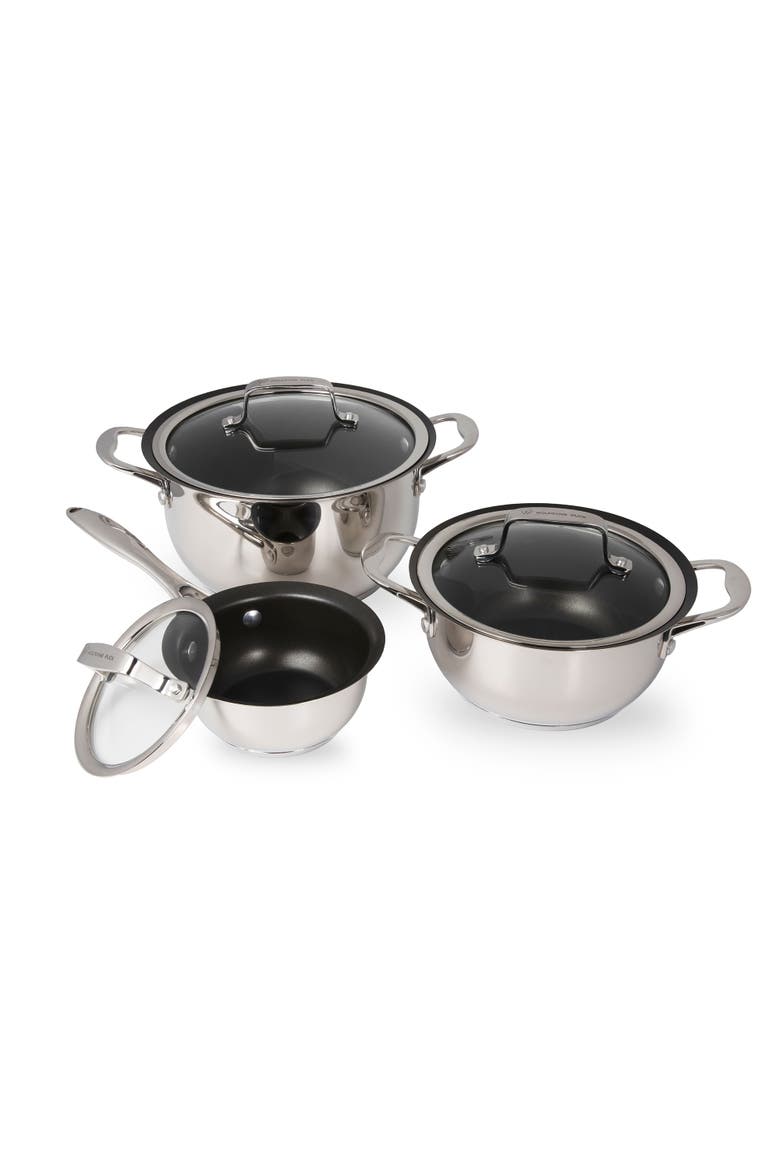 6 Piece Stainless Steel Pots and Pan Set, Main, color, Stainless Steel