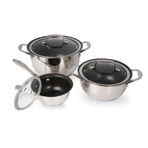 6 Piece Stainless Steel Pots and Pan Set