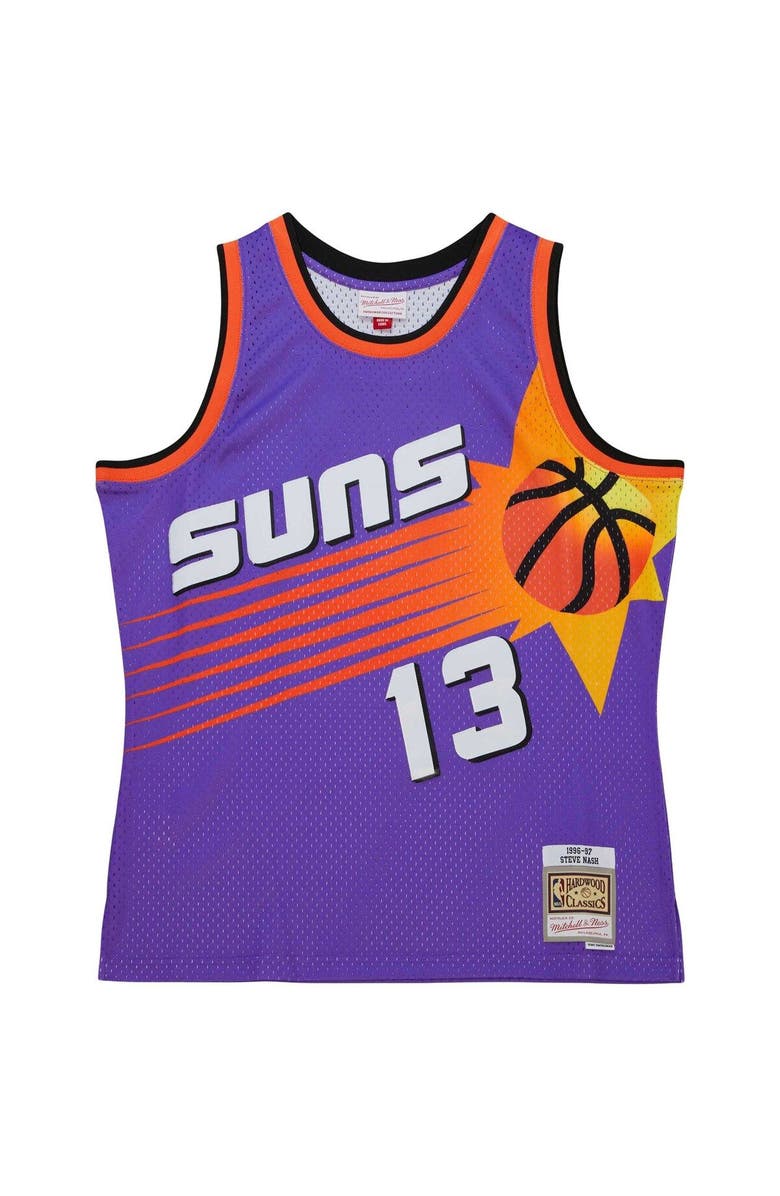 Mitchell & Ness Men's Mitchell & Ness Steve Nash Purple Phoenix Suns Hardwood Classics 1996/97 Tropical Swingman Jersey, Alternate, color, Purple