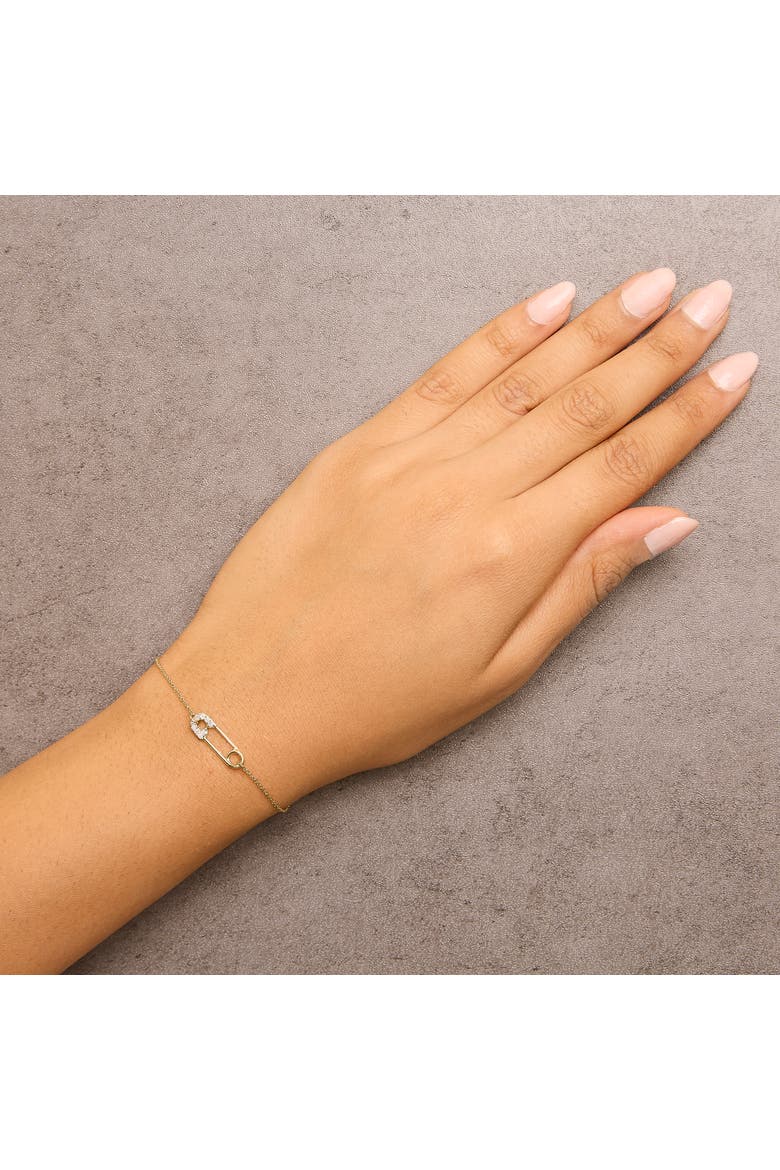 10K Yellow Gold 1/10 Cttw Diamond Paperclip Charm Adjustable Link Bracelet, Alternate, color, Yellow