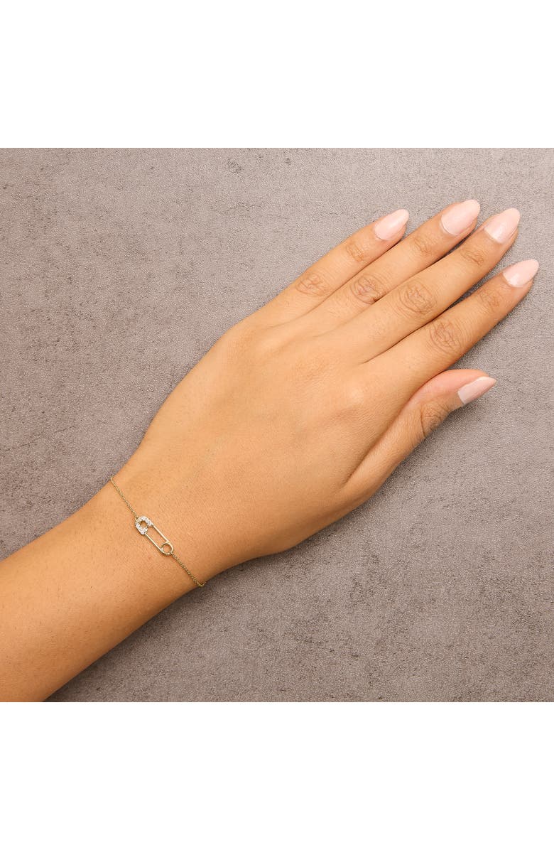 Haus of Brilliance 10K Yellow Gold 1/10 Cttw Diamond Paperclip Charm Adjustable Link Bracelet, Alternate, color, Yellow