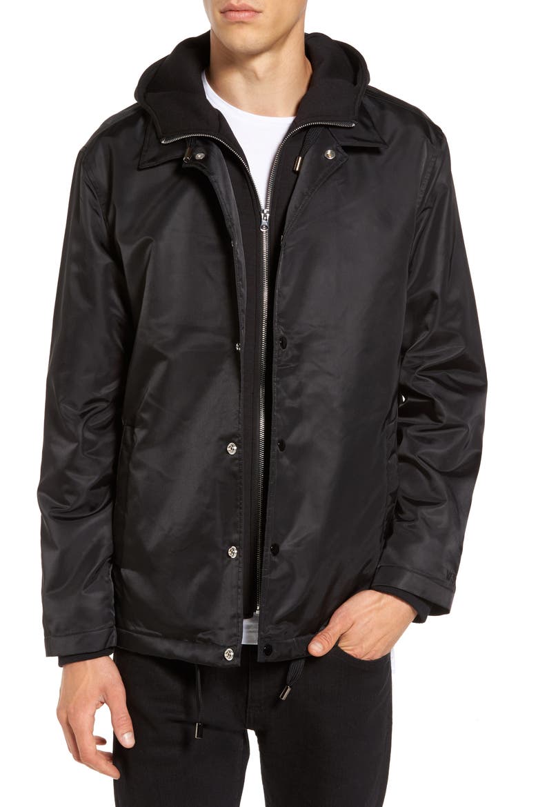 Yorkshire Hooded Coach's Jacket, Main, color, BLACK