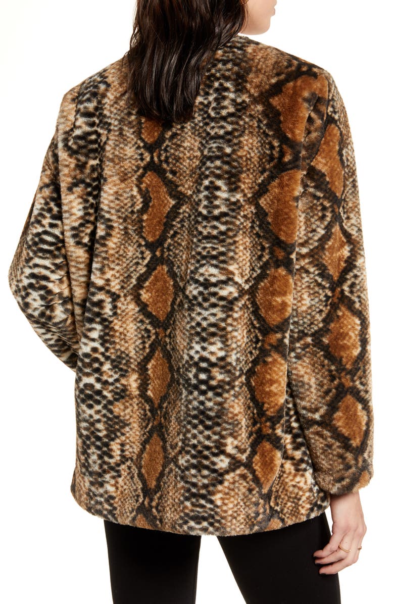 Band of Gypsies Serpent Faux Fur Open Front Jacket, Alternate, color,