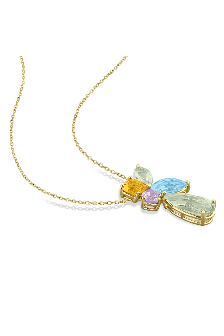 Multi-Gem Cluster Teardrop Pendant Necklace, Alternate, color, Yellow-Plated Sterling Silver