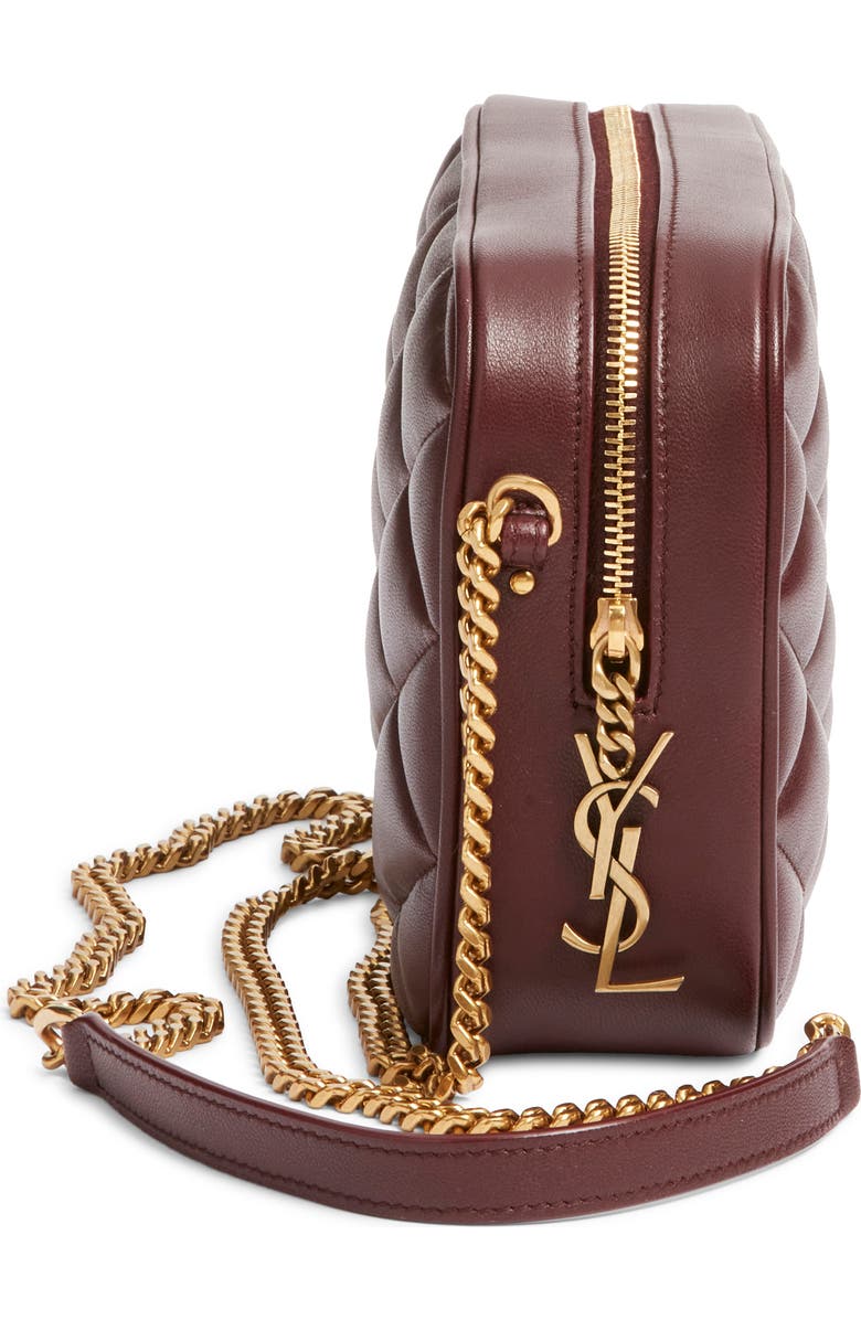 Saint Laurent Gaby Diamond Quilted Leather Camera Bag, Alternate, color, Rouge Cabernet