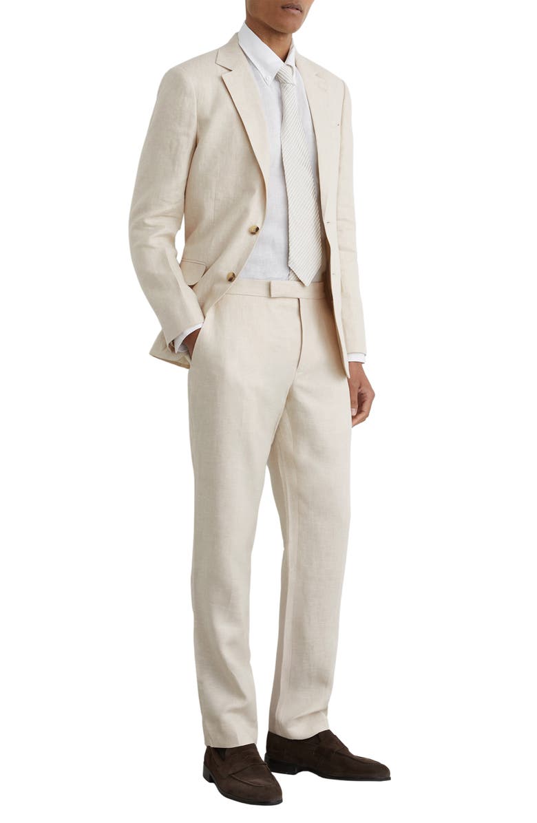 Reiss Atlantic Tailored Fit Linen Pants, Alternate, color, Stone