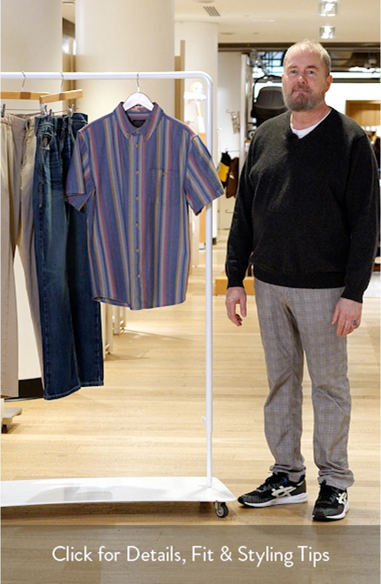 Bayside Stripe Short Sleeve Cotton Button-Down Shirt, sales video thumbnail