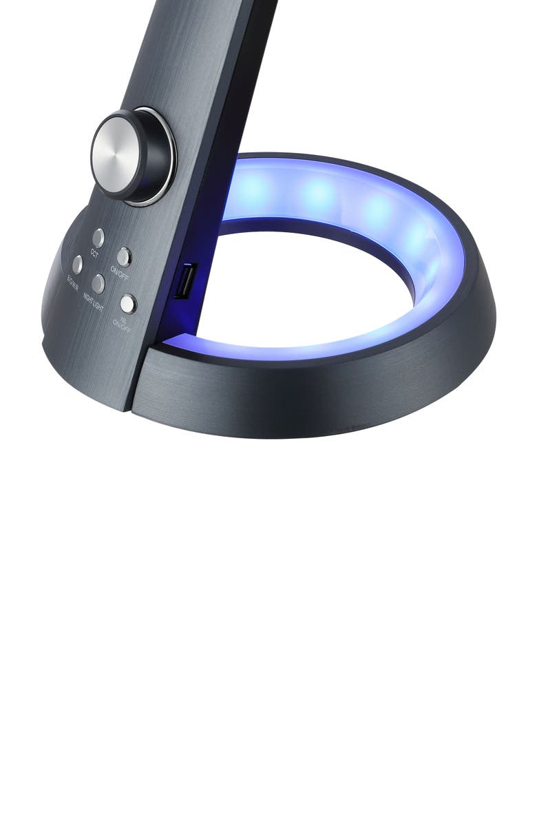 JONATHAN Y Milton 19" Aluminum Contemporary Minimalist Adjustable Head Dimmable USB Charging LED Task Lamp, Alternate, color, Black