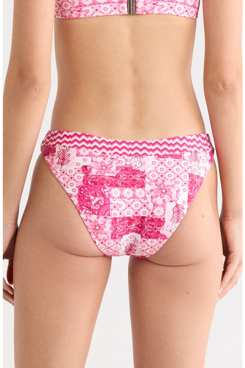 Isla Printed Hipster Bikini Bottoms, Alternate, color, RADIANT PINK COMBO