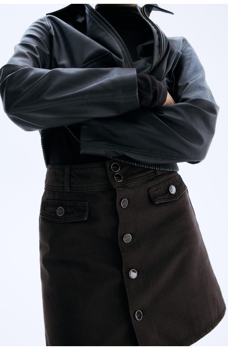 H&M A-line Denim Mini Skirt, Alternate, color, Dark Brown