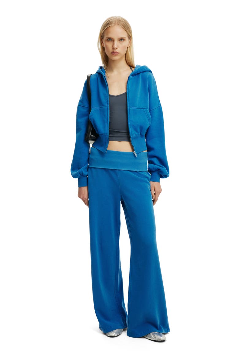 Women's Oversized Zip Through Hoodie, Alternate, color, Washed Cobalt