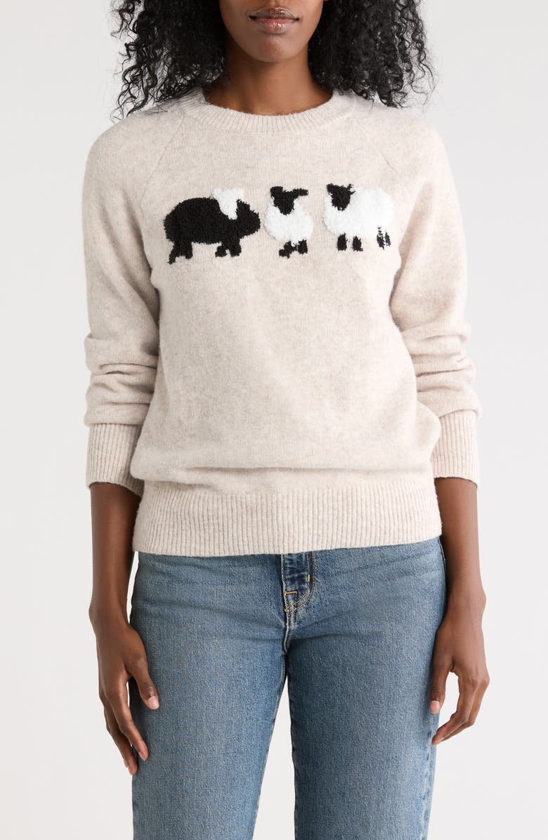 Bobeau Black Sheep Sweater, Main, color, Oatmeal