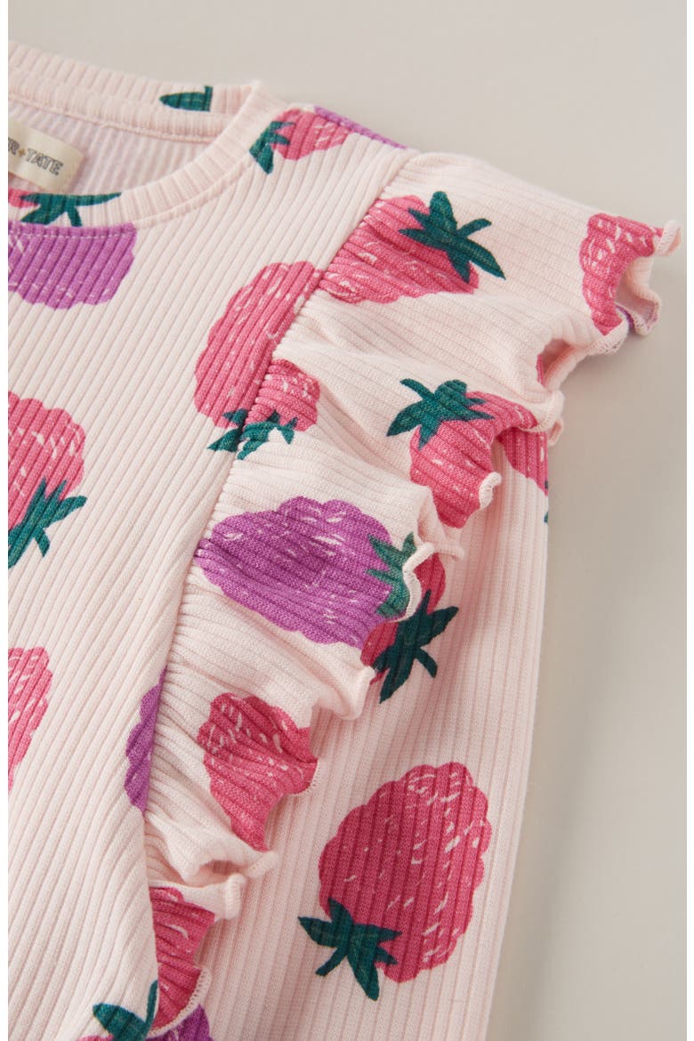Kids' Ruffle Sleeve Rib Top, Alternate, color, PINK BALM BERRY TOSS