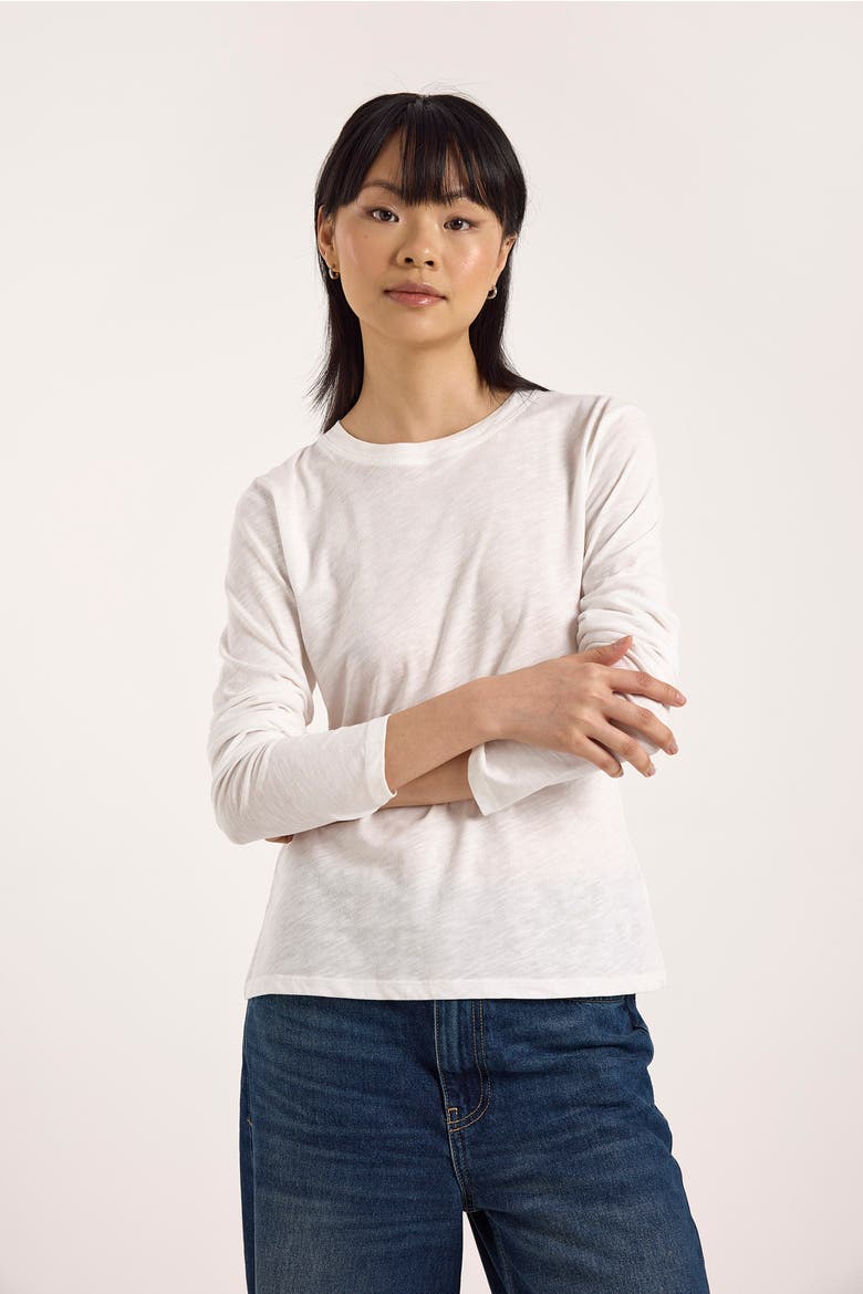 Long Sleeve Cotton Crew Neck T-shirt, Alternate, color, White