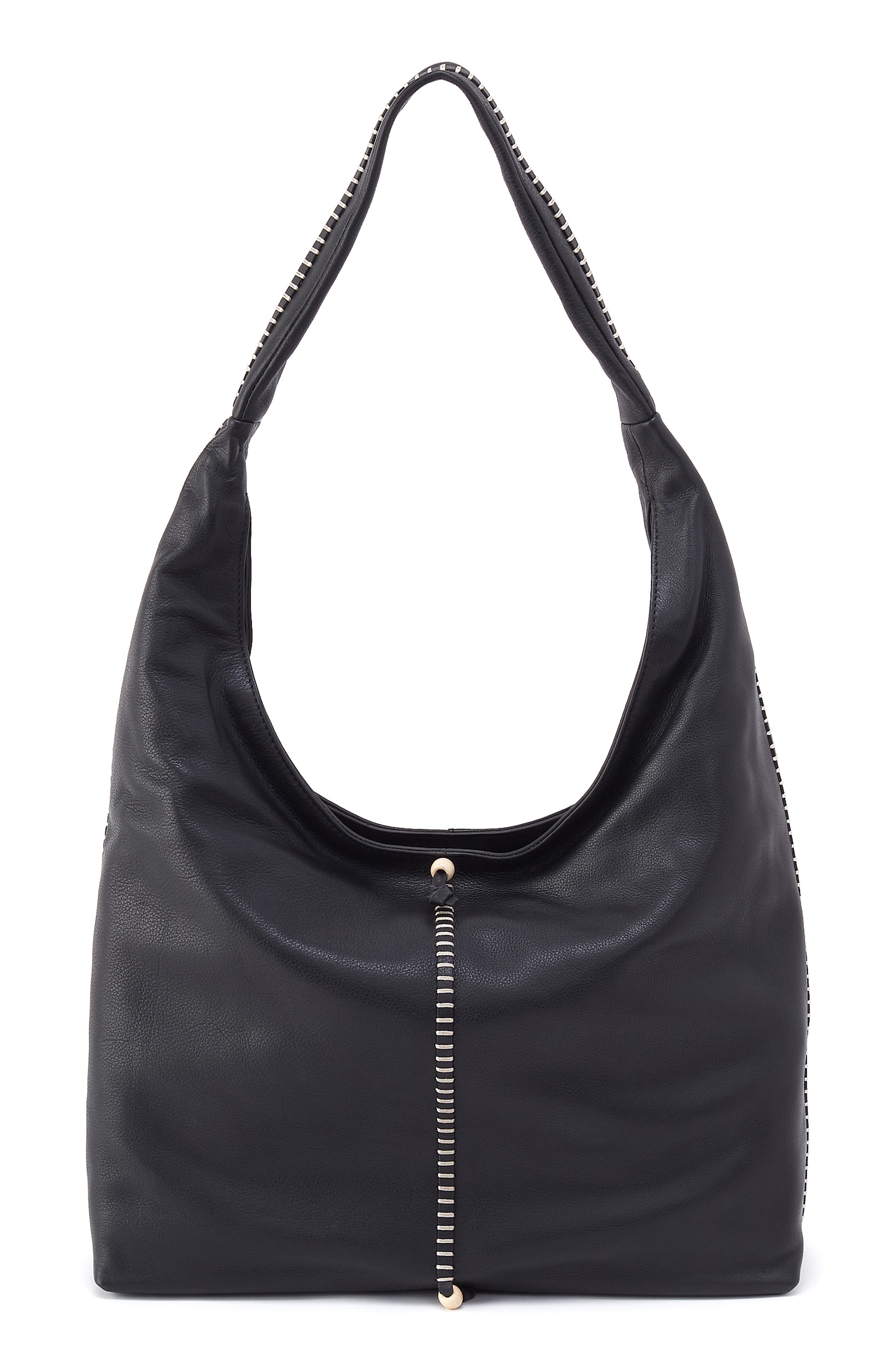 HOBO La Jolla Leather Hobo Bag, Main, color, Black